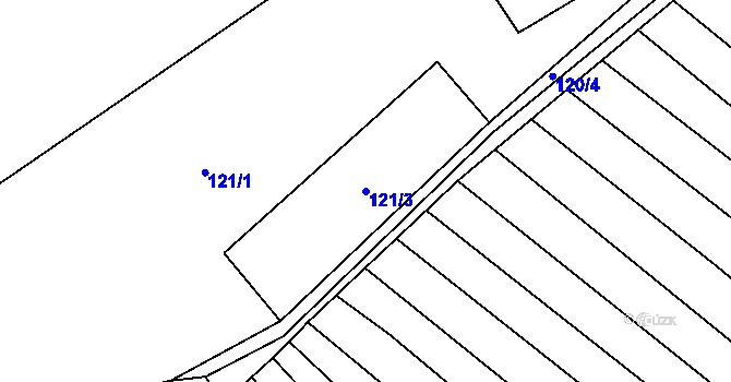 Parcela st. 121/3 v KÚ Nechvalín, Katastrální mapa