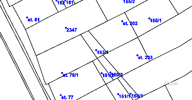 Parcela st. 153/1 v KÚ Nechvalín, Katastrální mapa