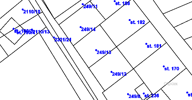 Parcela st. 249/13 v KÚ Nechvalín, Katastrální mapa