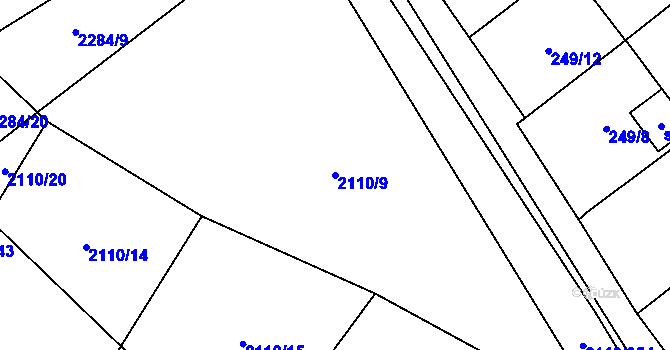 Parcela st. 2110/9 v KÚ Nechvalín, Katastrální mapa