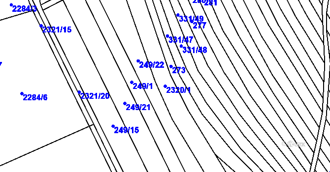Parcela st. 2320/1 v KÚ Nechvalín, Katastrální mapa