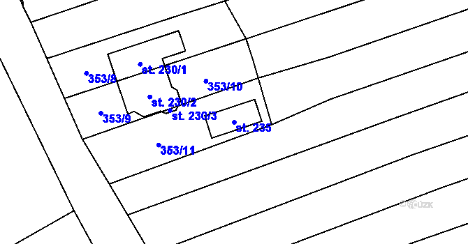 Parcela st. 235 v KÚ Nechvalín, Katastrální mapa