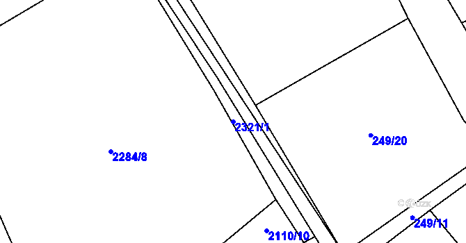 Parcela st. 2321/1 v KÚ Nechvalín, Katastrální mapa