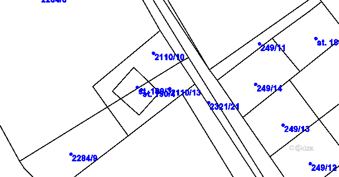 Parcela st. 2110/13 v KÚ Nechvalín, Katastrální mapa