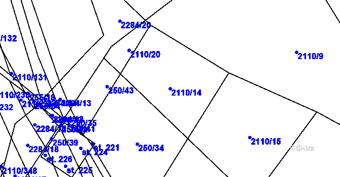 Parcela st. 2110/14 v KÚ Nechvalín, Katastrální mapa