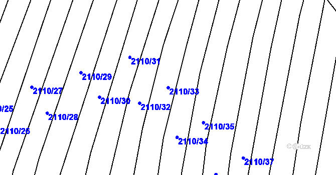 Parcela st. 2110/33 v KÚ Nechvalín, Katastrální mapa