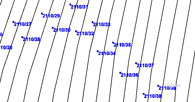 Parcela st. 2110/34 v KÚ Nechvalín, Katastrální mapa
