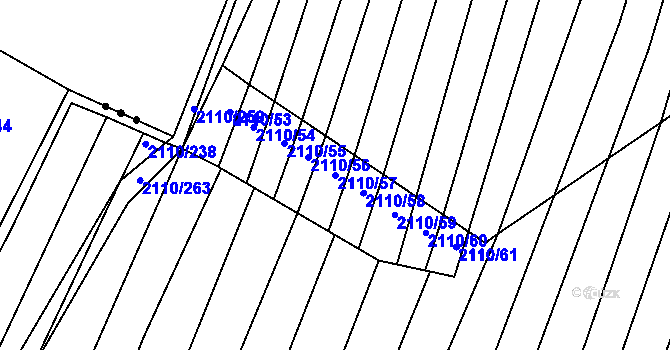 Parcela st. 2110/57 v KÚ Nechvalín, Katastrální mapa