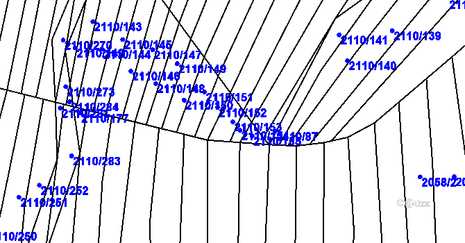 Parcela st. 2110/153 v KÚ Nechvalín, Katastrální mapa