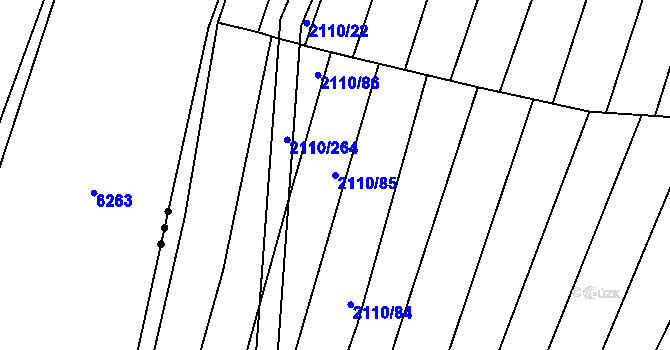 Parcela st. 2110/85 v KÚ Nechvalín, Katastrální mapa