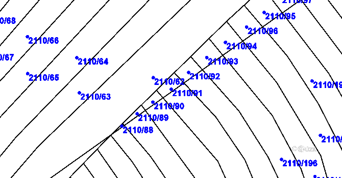Parcela st. 2110/91 v KÚ Nechvalín, Katastrální mapa
