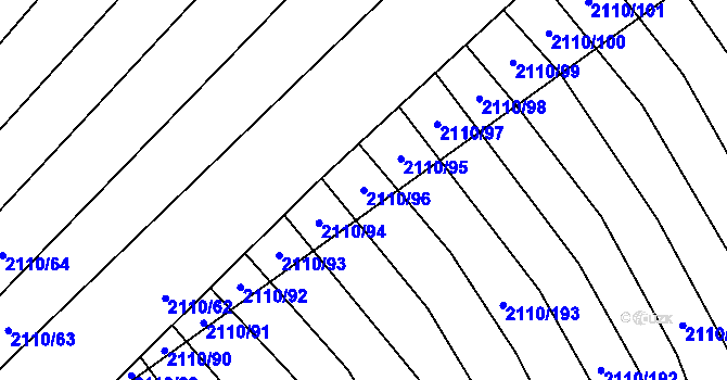 Parcela st. 2110/96 v KÚ Nechvalín, Katastrální mapa