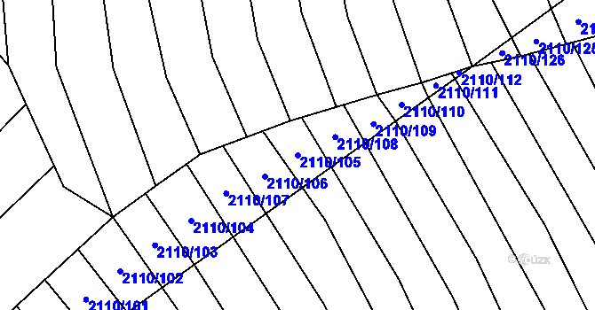 Parcela st. 2110/105 v KÚ Nechvalín, Katastrální mapa
