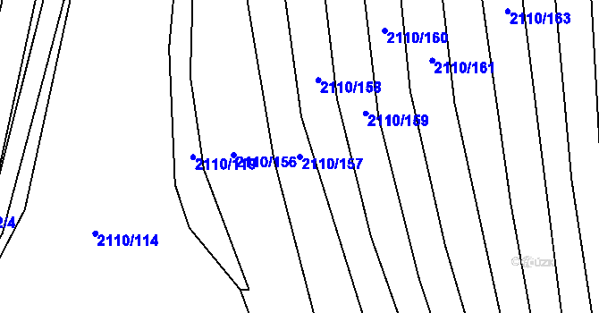 Parcela st. 2110/157 v KÚ Nechvalín, Katastrální mapa