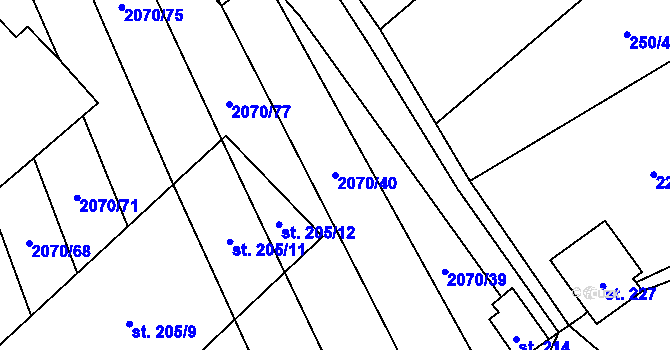 Parcela st. 2070/40 v KÚ Nechvalín, Katastrální mapa