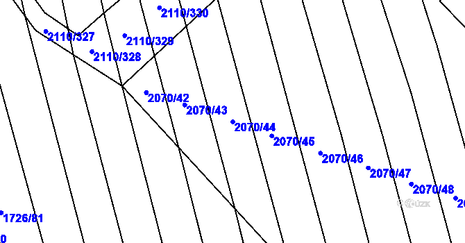 Parcela st. 2070/44 v KÚ Nechvalín, Katastrální mapa