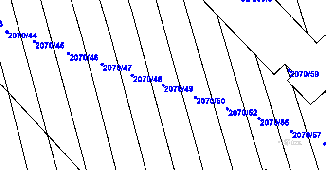 Parcela st. 2070/49 v KÚ Nechvalín, Katastrální mapa