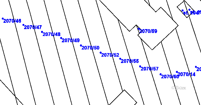 Parcela st. 2070/52 v KÚ Nechvalín, Katastrální mapa