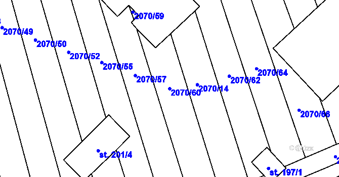 Parcela st. 2070/60 v KÚ Nechvalín, Katastrální mapa