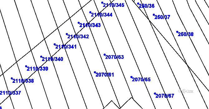 Parcela st. 2070/63 v KÚ Nechvalín, Katastrální mapa