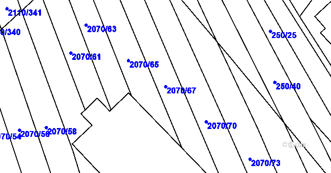 Parcela st. 2070/67 v KÚ Nechvalín, Katastrální mapa