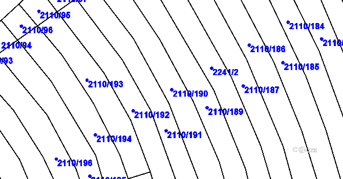Parcela st. 2110/190 v KÚ Nechvalín, Katastrální mapa