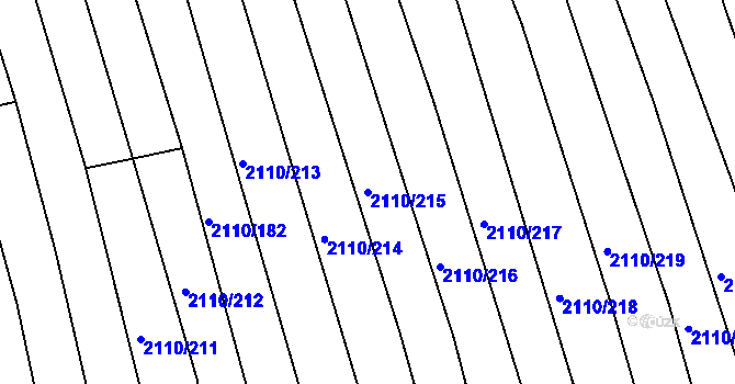Parcela st. 2110/215 v KÚ Nechvalín, Katastrální mapa