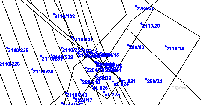 Parcela st. 2284/13 v KÚ Nechvalín, Katastrální mapa