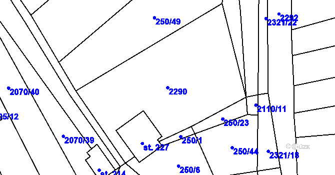 Parcela st. 2290 v KÚ Nechvalín, Katastrální mapa