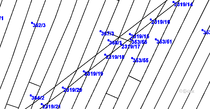 Parcela st. 2319/18 v KÚ Nechvalín, Katastrální mapa