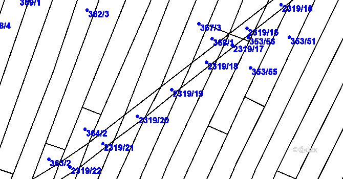 Parcela st. 2319/19 v KÚ Nechvalín, Katastrální mapa