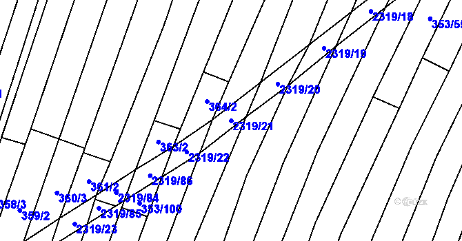 Parcela st. 2319/21 v KÚ Nechvalín, Katastrální mapa