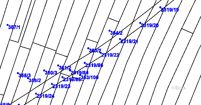 Parcela st. 2319/22 v KÚ Nechvalín, Katastrální mapa
