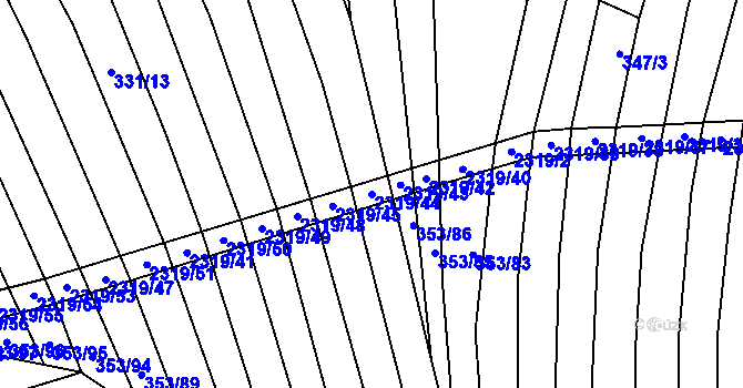 Parcela st. 2319/44 v KÚ Nechvalín, Katastrální mapa