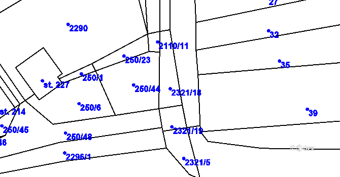 Parcela st. 2321/18 v KÚ Nechvalín, Katastrální mapa