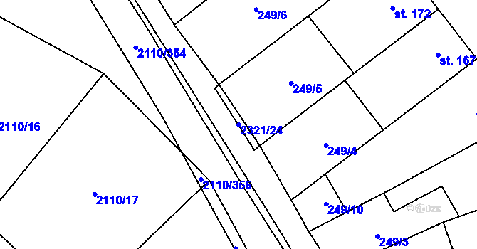 Parcela st. 2321/24 v KÚ Nechvalín, Katastrální mapa