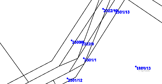 Parcela st. 2322/9 v KÚ Nechvalín, Katastrální mapa