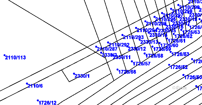 Parcela st. 2330/2 v KÚ Nechvalín, Katastrální mapa