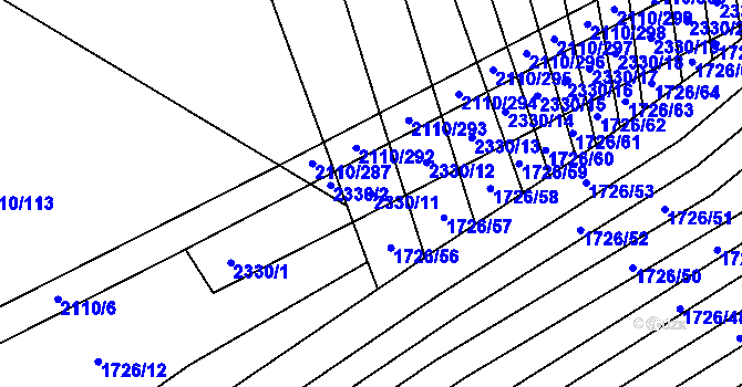 Parcela st. 2330/11 v KÚ Nechvalín, Katastrální mapa