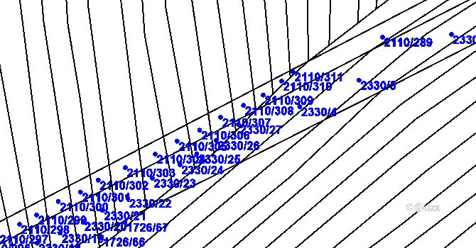 Parcela st. 2330/27 v KÚ Nechvalín, Katastrální mapa
