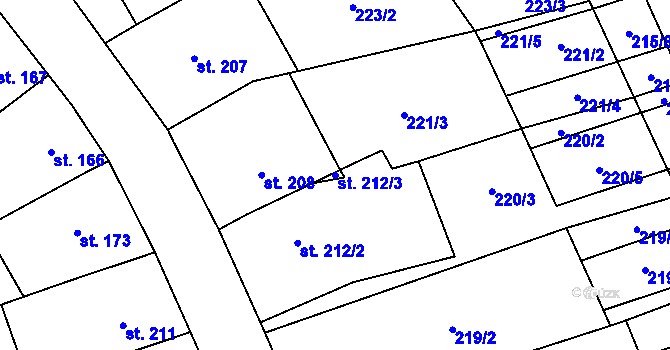 Parcela st. 212/3 v KÚ Nechvalín, Katastrální mapa