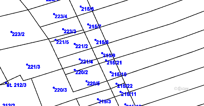 Parcela st. 215/9 v KÚ Nechvalín, Katastrální mapa