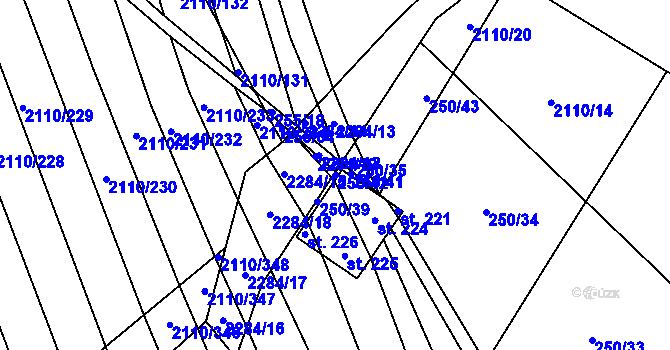 Parcela st. 250/42 v KÚ Nechvalín, Katastrální mapa
