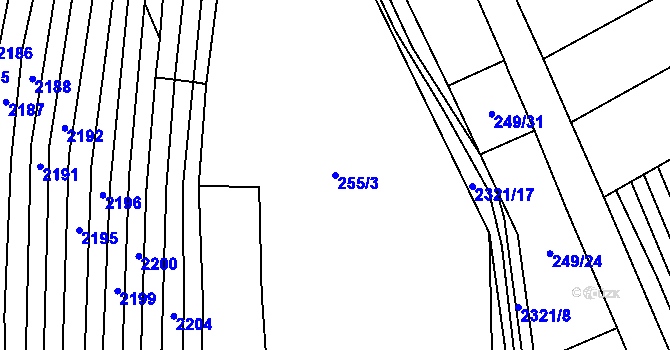 Parcela st. 255/3 v KÚ Nechvalín, Katastrální mapa