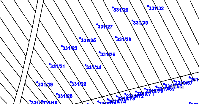 Parcela st. 331/26 v KÚ Nechvalín, Katastrální mapa