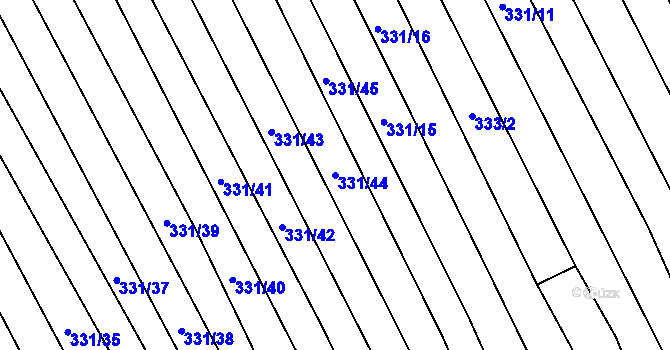 Parcela st. 331/44 v KÚ Nechvalín, Katastrální mapa