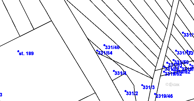 Parcela st. 331/54 v KÚ Nechvalín, Katastrální mapa