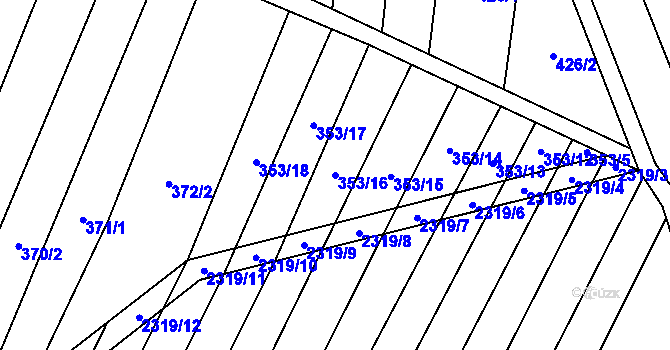 Parcela st. 353/16 v KÚ Nechvalín, Katastrální mapa