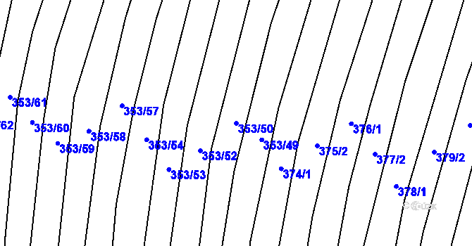 Parcela st. 353/50 v KÚ Nechvalín, Katastrální mapa