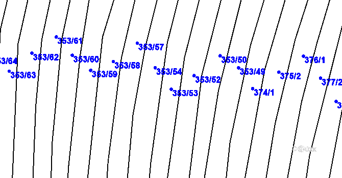Parcela st. 353/53 v KÚ Nechvalín, Katastrální mapa